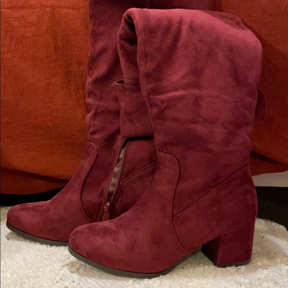 Wine colored tall boots